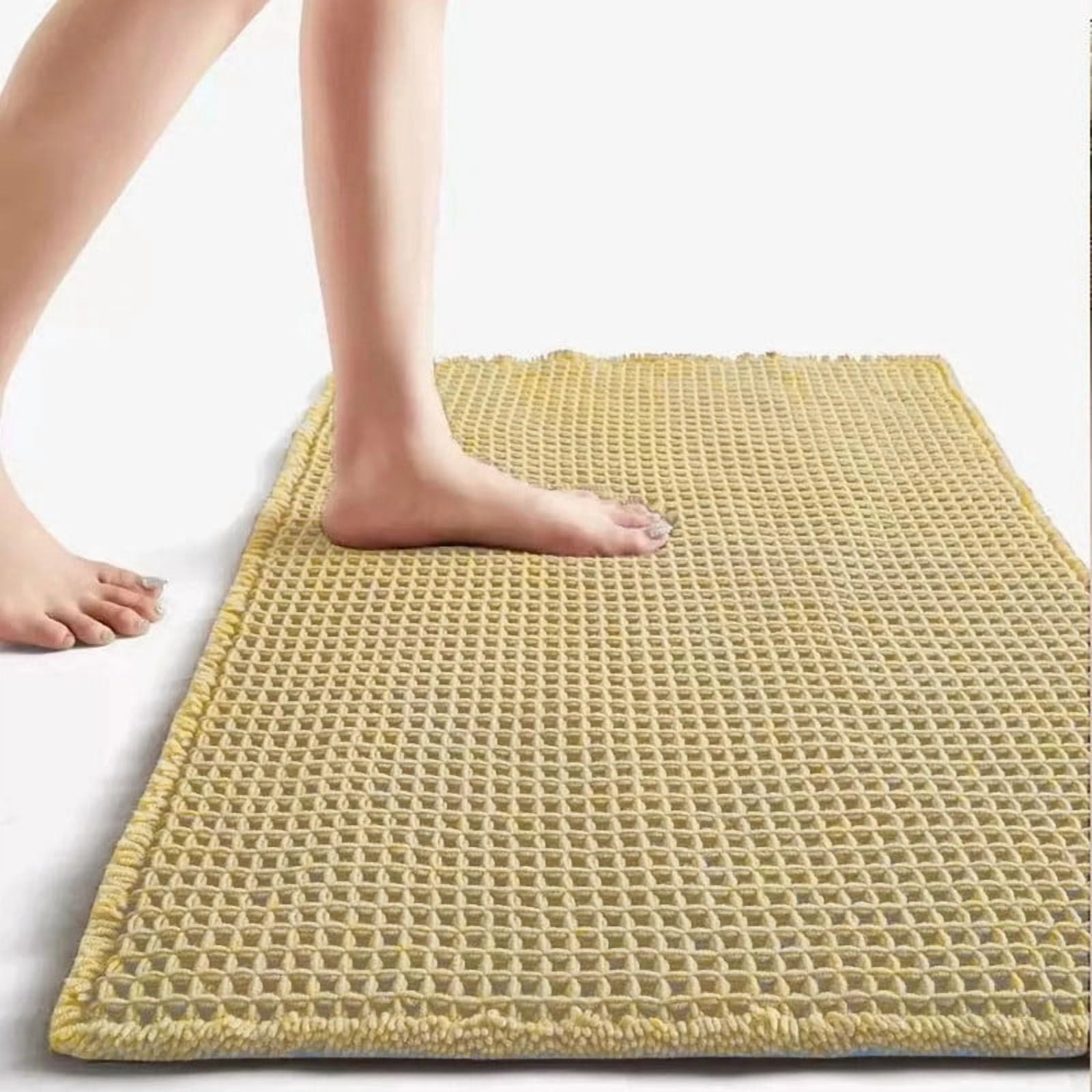 Muddy Rug, Boho Bathroom Decor Rug with Tassels: Waffle Weave Bath Mat, Ultra-Soft, Non-Slip, Super Absorbent & Quick Dry for Bathroom Floor, Machine Washable, 24"x72", Beige Yellow