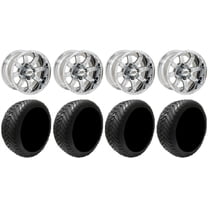 GTW Tempest 14" Golf Cart Wheels Chrome 225x30 Mamba Tires E-Z-GO & Club Car