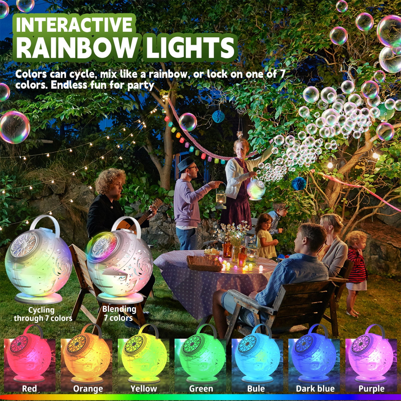 Starry Sky Projector Bubble Machine, 2-in-1 Bubble and Light Projection Device with 120ml Concentrated Bubble Solution, USB Rechargeable, Perfect for Outdoor and Indoor Fun