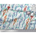 thumbnail image 2 of Soimoi Tissu Blanc Moss Georgette Imprimé Poisson Océan 1 Yard 42 Pouces de Large, 2 of 2