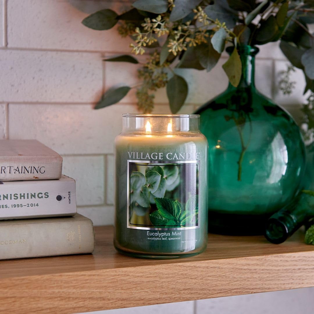 Eucalyptus Mint Large Glass Apothecary Jar Scented Candle, 21.25 oz, Green
