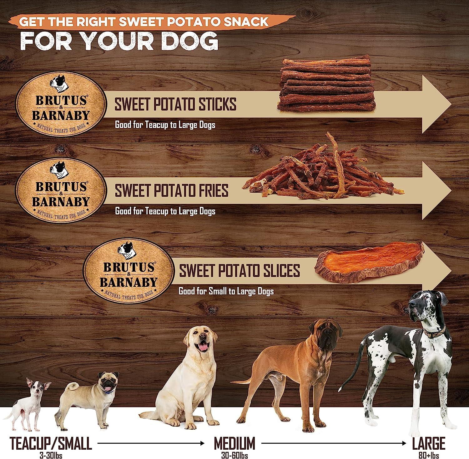 Brutus & Barnaby Sweet Potato Fries Gluten Free, Grain Free Dog Treats, 14 Oz