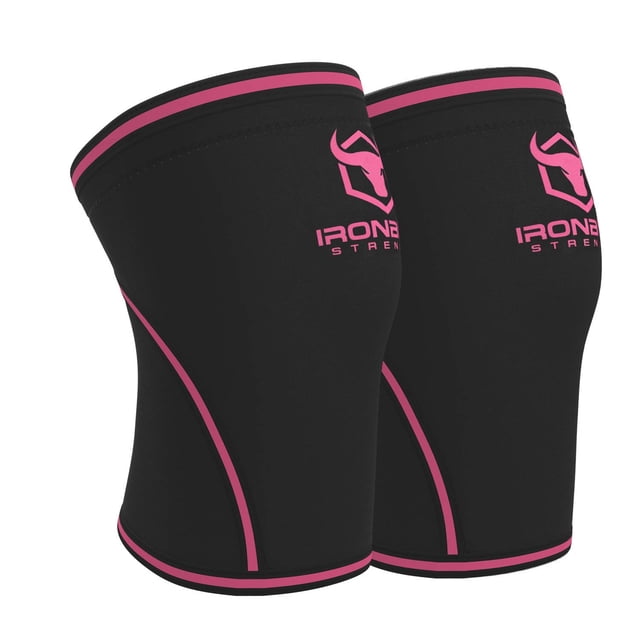 Rodilleras de 7 mm (1 par) - Rodilleras de alto rendimiento para levantamiento de pesas, cross training y powerlifting - Las mejores rodilleras y correas de compresión - Para hombres y mujeres (Negro/