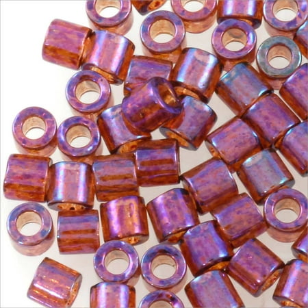 Golden Raspberry - Miyuki Delica Seed Bead 8/0 Transparent Gold Luster Raspberry AB (3 Gram Tube)
