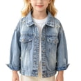 thumbnail image 2 of FAIWAD Toddler Boys Girls Denim Jacket Casual Button up Pearls Jeans Coat Kids Trendy Fall Winter Outwear, 2 of 6