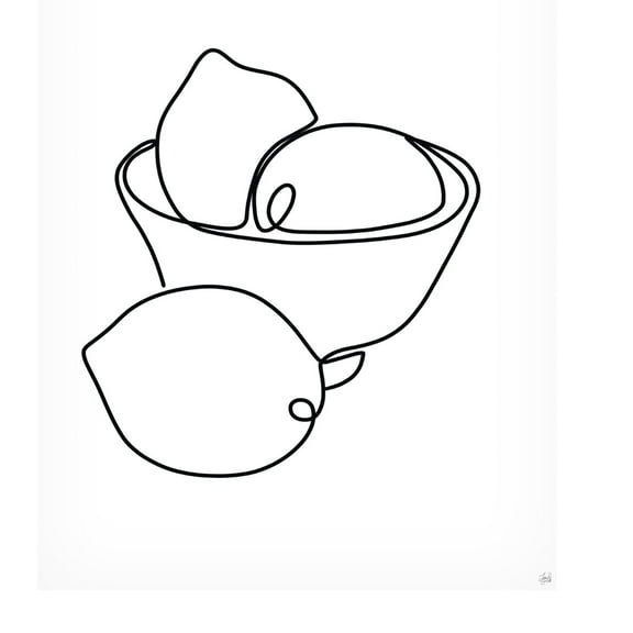 Canvas Wall Art - Line and Brush 'Still Life Lemons' Wall Art for Living Room, Bedroom, or Office Décor by Trademark Fine Art - 14 x 19 Inches