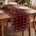 thumbnail image 3 of Black Christmas Dresser Scarf Farmhouse, Dining Table Decorations for Wedding/Parties, Red Plaid Xmas Snowflake Winter Table Runner 120 Inches Long for Kitchen Dining, 13 x 120 In, 3 of 9
