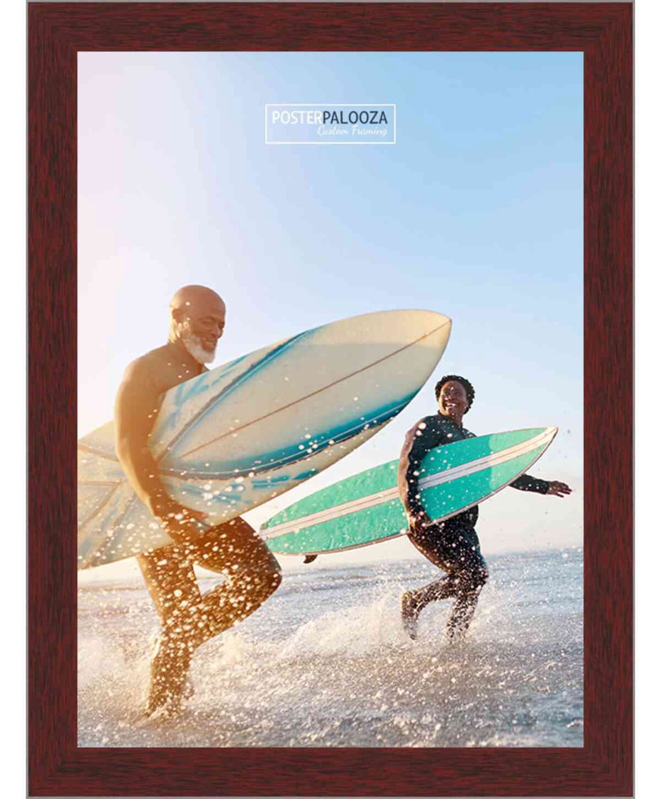 18x24 Mahogany Wood Picture Frame - UV Acrylic, Foam Board Backing, Hanging Hardware