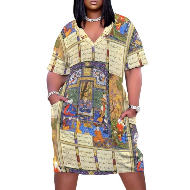 Shahnameh - Vestido holgado con bolsillos, diseño 1.er, elegante, para fiesta, 2025