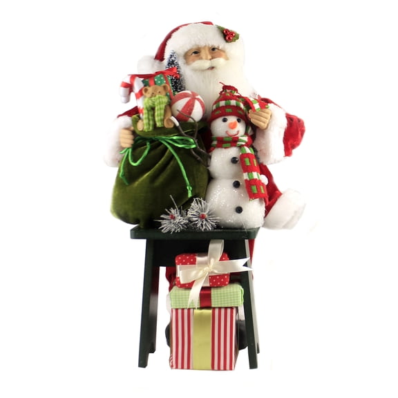 Roman 17" White and Red Santa with Gifts Christmas Tabletop Figurine