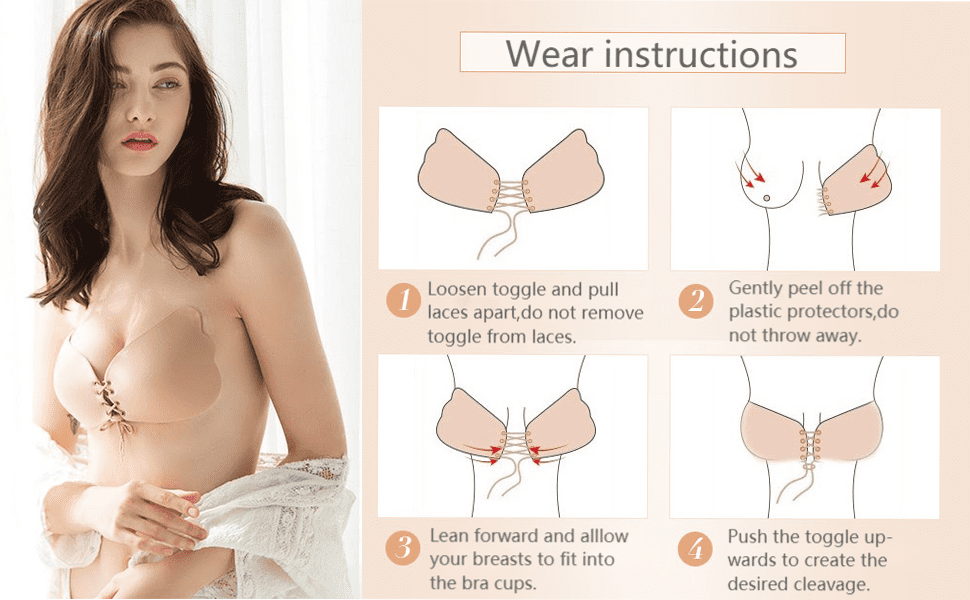 Olamtai Sticky Push up Bra, Invisible Adhesive Silicone Strapless Bras for  Women, Backless Lift Push up Bra for Large Breasts - Nude Bra Size C 