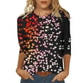thumbnail image 1 of Penkiiy Chemises de la Saint-Valentin pour Femmes Décontractées Manches 3/4 Col Rond Blouses Imprimé Mignon Tuniques Tops 2025 2TG Multicolore, 1 of 5