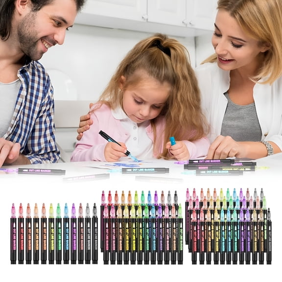 CCOCC 2026 New 36 Color Double Line Outline Marker Set Self Outlining Metallic Glitter Pens for Cards and Drawing Outline Markers for Art,Craft,Scrapbooking,Journaling (10Ml)