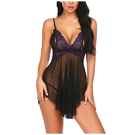 

wofedyo lingerie for women Women Sling Lace Print Lingerie Camisole Nightdress Skirt Underwear lingerie for women