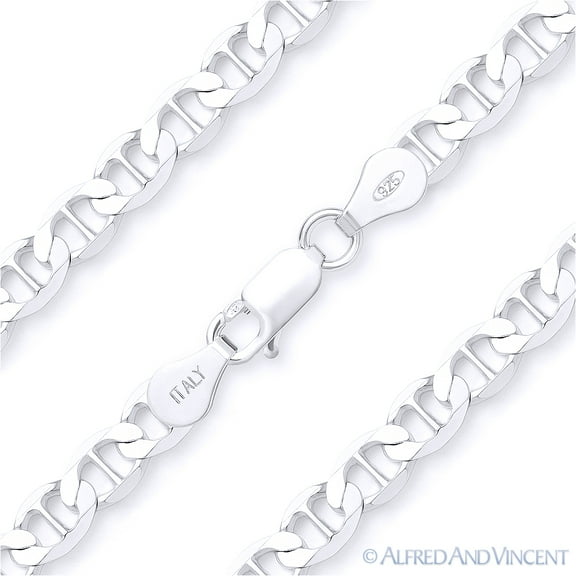 5.3mm Marina / Mariner Link Italian Chain Bracelet in Solid .925 Sterling Silver
