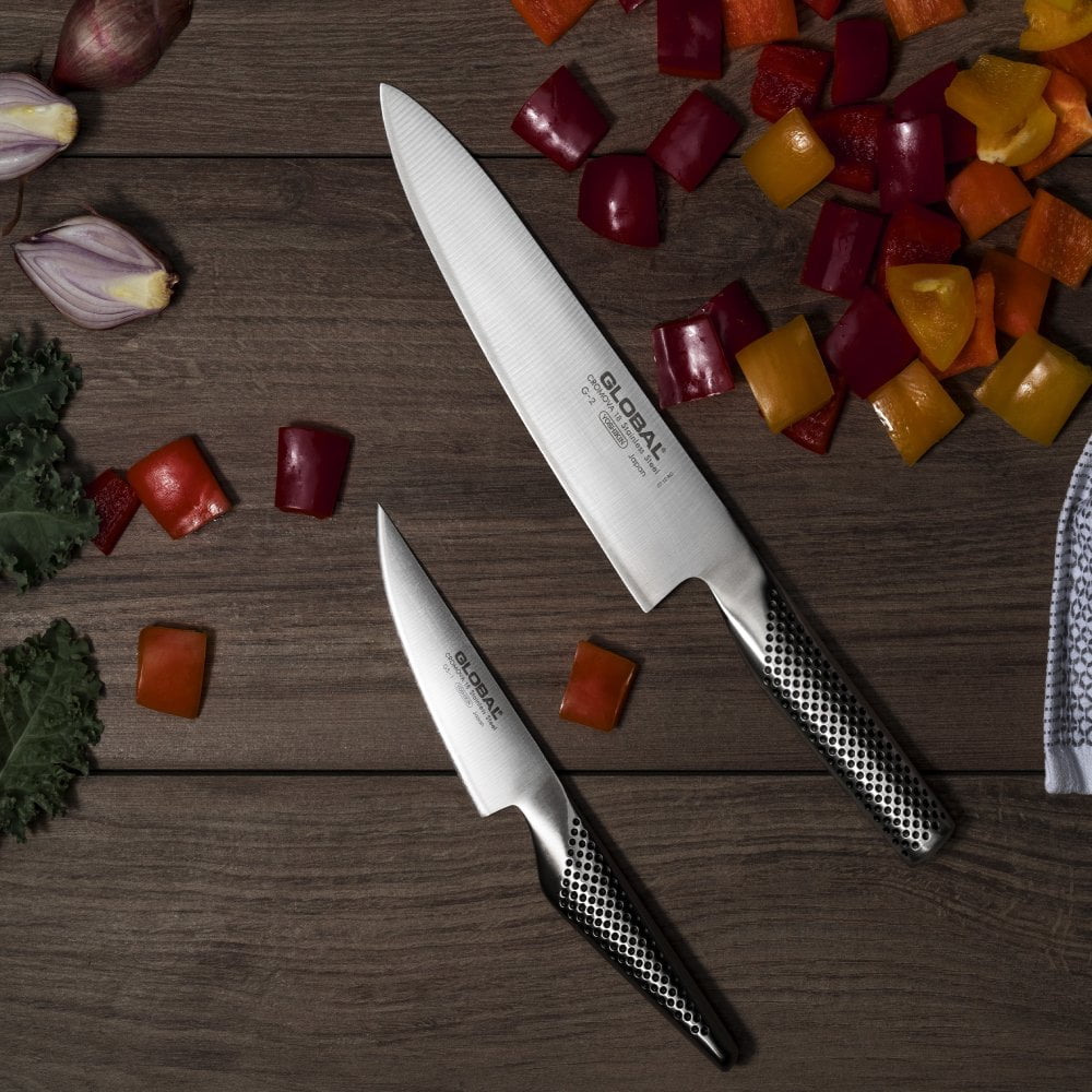 KASY　GROBAL G-2 GS-4 Global Premium 2-Piece CROMOVA Steel Knife Set with Chef