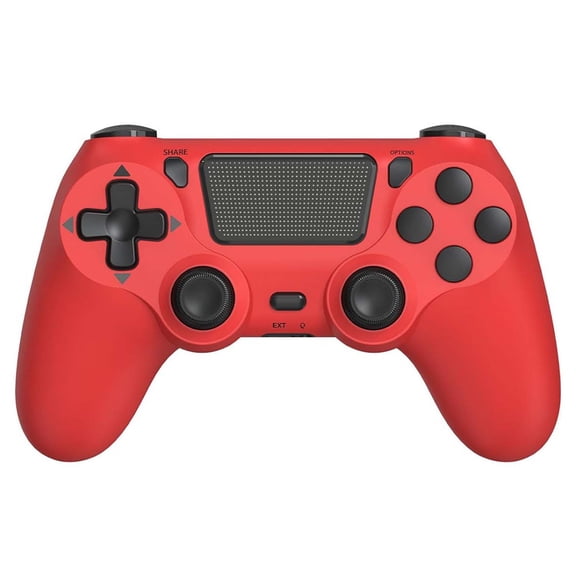Wireless Gaming Controller Compatible with P4/Slim/Pro/PC, Game Controller with Dual Motor/6-Axis Gyro/Touch Pad - Red
