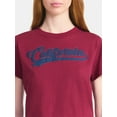 thumbnail image 4 of No Boundaries Embroidered Boxy Cropped Tee, Women's, 4 of 5
