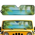 thumbnail image 2 of Uorisanigo Windshield Sun Shade,Beach Palm Tree Sunshade for Jeep Wrangler JL JLU 2018-2024 Rubicon Sahara 2 Door & 4 Door & Gladiator JT-Blocks UV Rays Sun Visor Shield,Keeps Car Cool, 2 of 7
