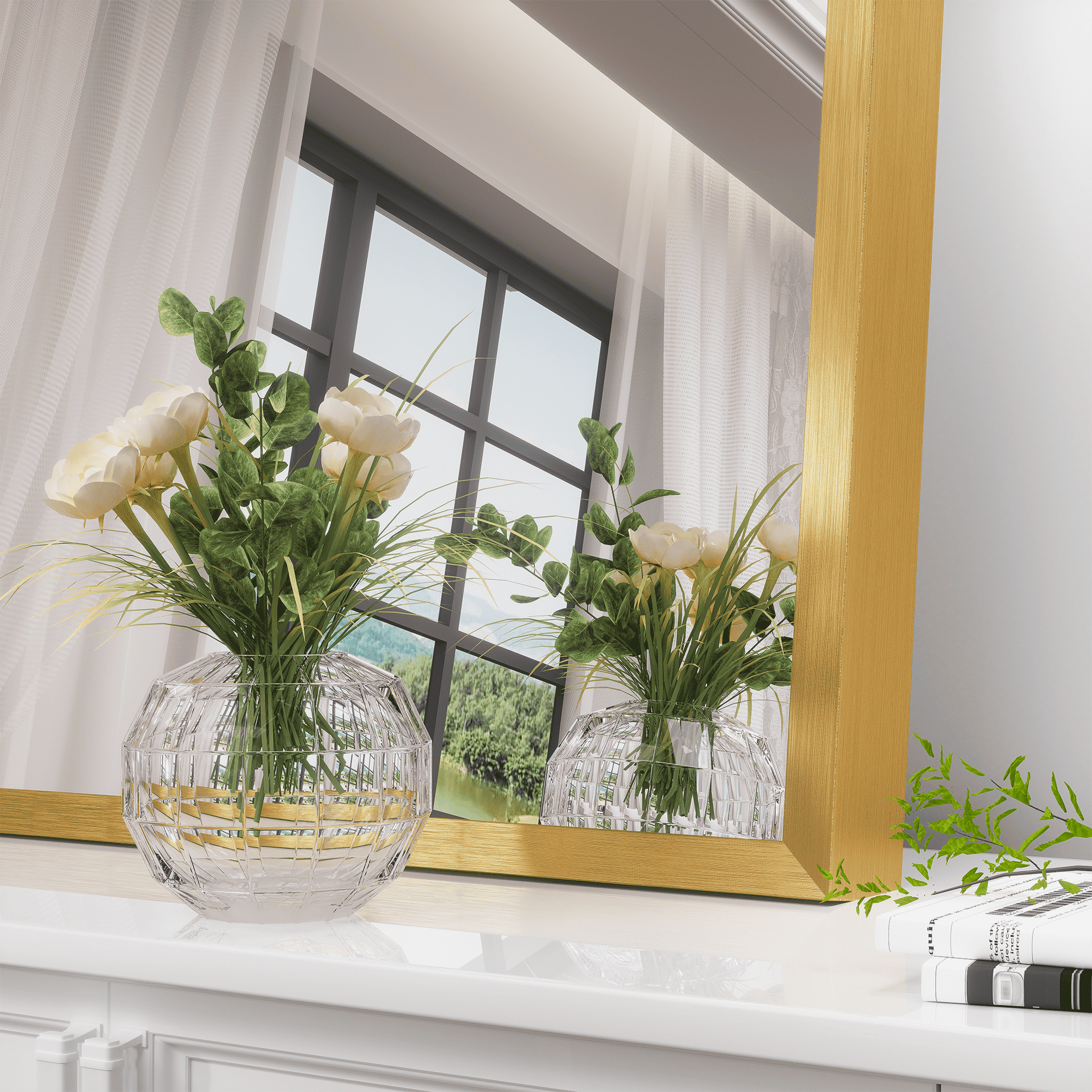 MAYEERTY 30x27 Wall Mounted Vanity Mirror Modern Bathroom Vanity Mirror for Bedroom