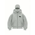 thumbnail image 4 of EMMIOL Men's Y2K Street Double Hat Oversized Hoodie Black Full Face Mask Zip Hoodie with Embroidery, 4 of 8