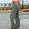 thumbnail image 6 of Women Pants High Waist Wide Leg Pants Drawstring Elastic Trousers Comfy Straight Leg Long Pants With Pockets, 6 of 8