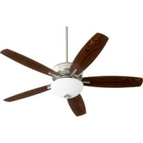 70525-65-Quorum Lighting-Breeze - 52 Inch 5 Blade Ceiling Fan with Bowl Light Kit-Satin Nickel Finish-Dark Oak/Walnut Blade Color