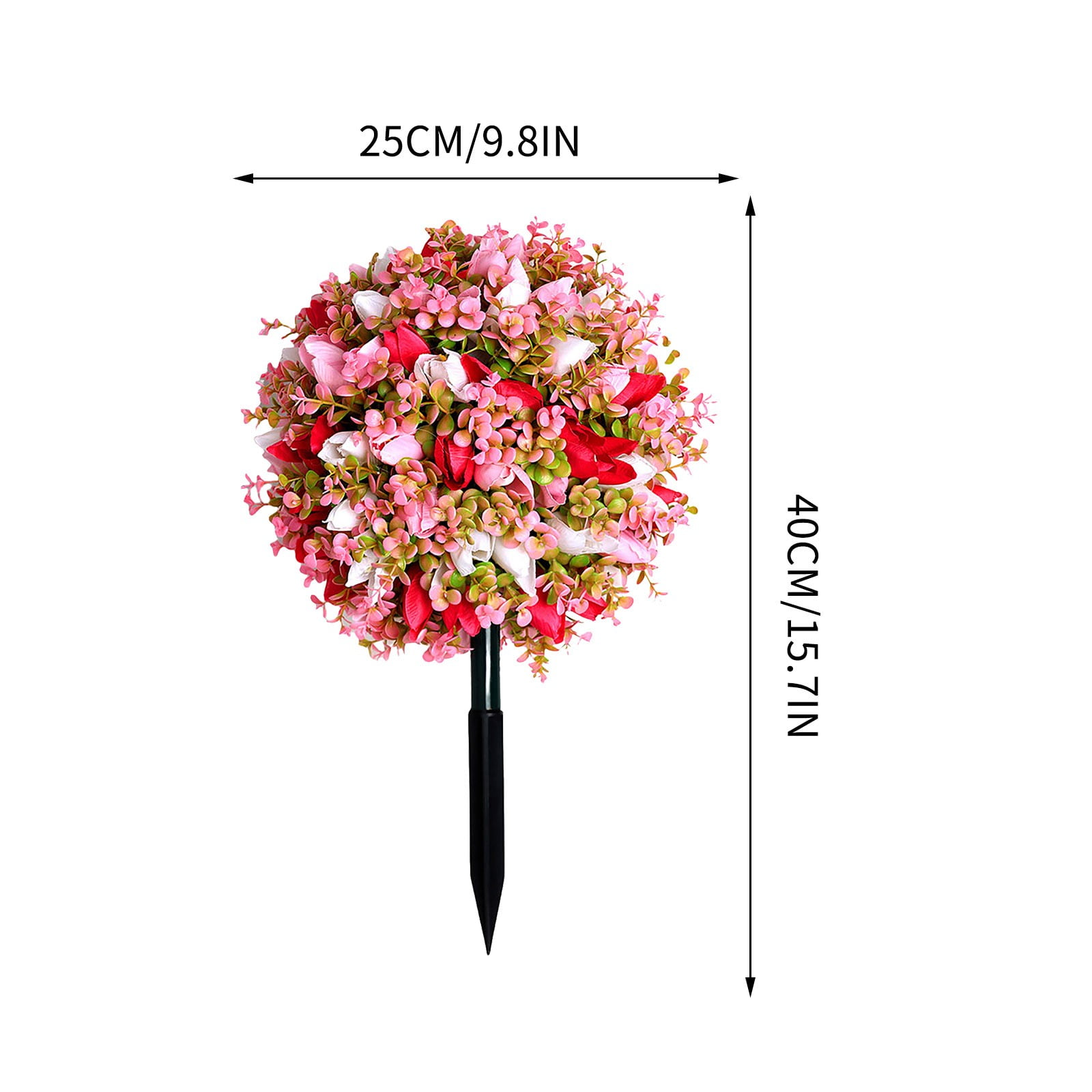 UV Resistant Artificial Cedar Topiary Ball Tree Rose 16 Inch Fake Plants with Ground