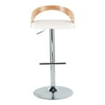 thumbnail image 5 of LumiSource Chrome Metal, Zebra Wood, White PU Grotto Adjustable Barstool - Set of 2, 5 of 9