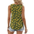 thumbnail image 5 of JTZGDY Tank Tops for Women Cute Summer Floral Print Sleeveless Ruched Pleated Keyhole Cutout Tunic Blouse Trendy Cozy Graphic Cami Shirts Yellow M, 5 of 7