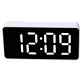 thumbnail image 2 of LED Digital Alarm Clock Temperature Gauge Table Desktop Adjustable Brightness 12/24H Alarm Mirror Watch Thermometer White shell/white, 2 of 9