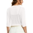 thumbnail image 4 of Vinsonshop Women's 2026 Summer Lightweight Short Bolero Cardigan Shrug Sheer Tie Front Top 3/4 Sleeve Jacket for Dress White XL, 4 of 7
