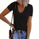 thumbnail image 2 of Tops de Color Sólido para las Mujeres, Manga Corta con Cuello en V Suéter Blusa de Moda para Ocasional, Fiesta Y Trabajo, 2 of 7