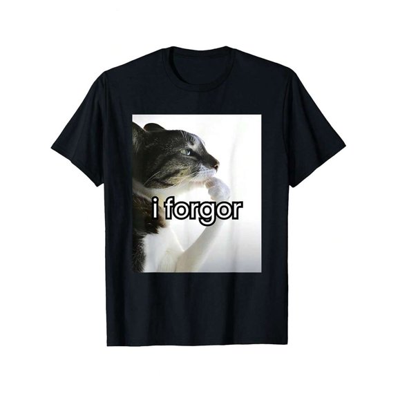 【New Arrival】Cute Tabby Cat I Forgor Meme Graphic T-Shirt, Funny Internet Humor Unisex Casual Short Sleeve Tee