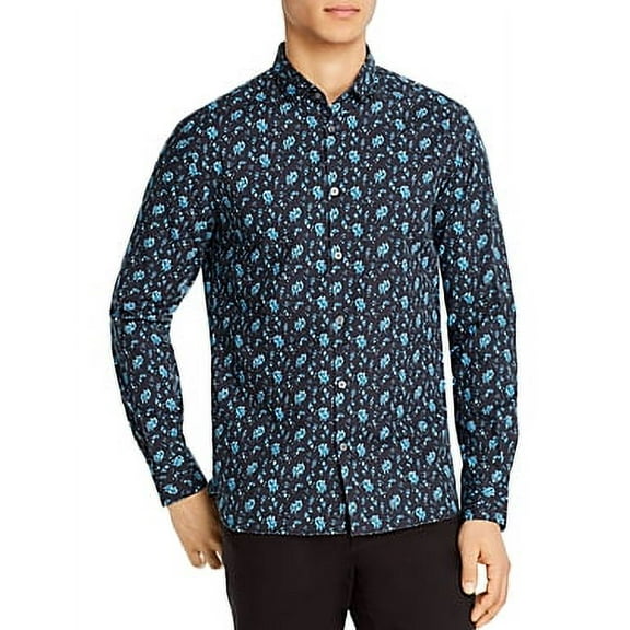 John Varvatos ELECTRIC SKY BLUE Ross Slim-Fit Floral Shirt, US 2X-Large