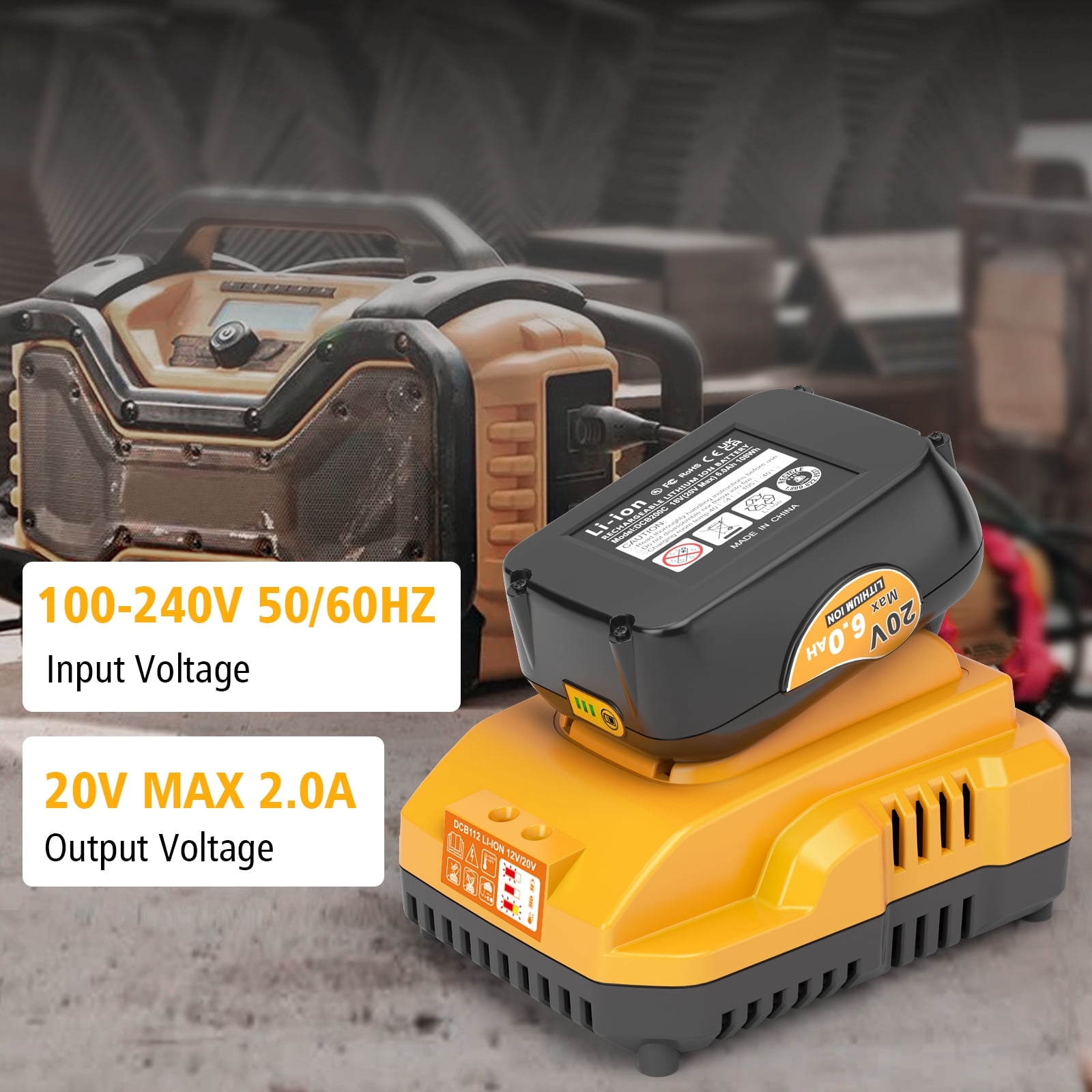 Replacement for DeWalt Battery Charger DCB112 12V 20V Max Lithium-Ion Battery Charger