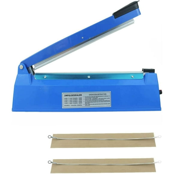 Impulse Sealer Bag Machine 200mm Manual Hand Heat Sealer for Plastic Bags, Mylar Bag Sealer, Shrink Wrap Sealing Machine with Replacement Kit (200MM)