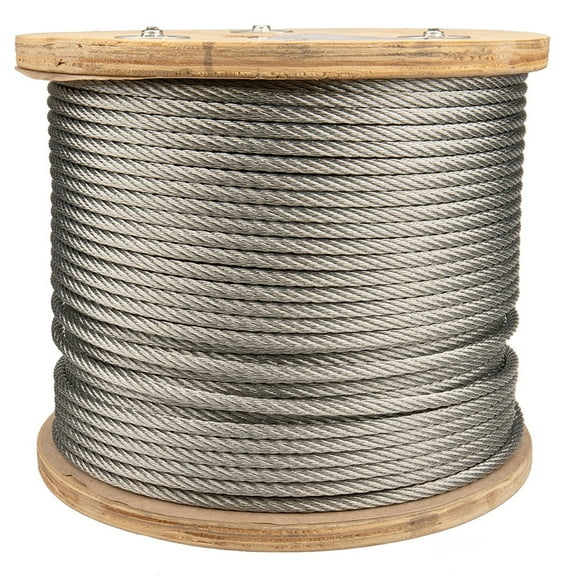 ROPE & CORD Galvanized Steel Cable – 328 ft Wire Rope for Rigging, Towing, and Lifting – 7 X 7 Uncoated (1/4 Inch)