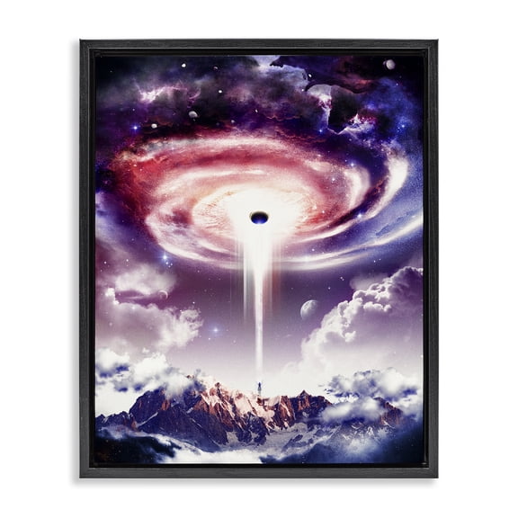 Stupell Industries Surreal Space Nebula Rays Landscape & Nature Painting Black Floater Framed Canvas Art Print Wall Art, 17 x 21