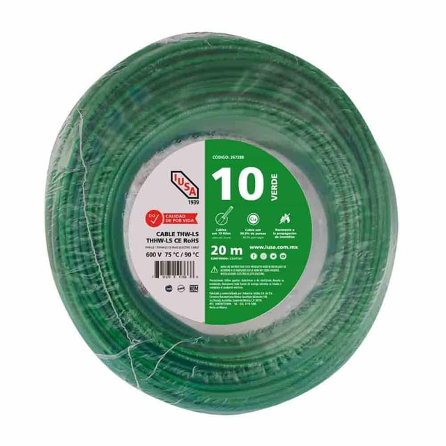 Cable Thhw-Ls Rohs IUSA Calibre 10 AWG 20M