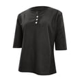 thumbnail image 5 of Women's Short Sleeve Structure Breathable Plain Sports Shirt For Tennis Summer Fitness Casual Business Top,Black,L, 5 of 6