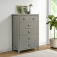 thumbnail image 6 of Camaflexi Hampton Five-Drawer Wood Chest, Solid Wood Dresser Organizer, Granite Grey Finish, 6 of 12
