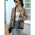 thumbnail image 5 of Women Open Front Long Sleeve Button Down Knit Jackets with Pockets Fall Winter Outfits Camel Color S, 5 of 9