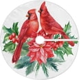 thumbnail image 1 of FMSHPON Christmas Red BirdsHolly Leaves Xmas Christmas Tree Skirt Stand Mat for Holiday Party Decoration Indoor Outdoor 36 inches, 1 of 6