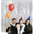 thumbnail image 4 of WVARK 4 Pcs Silver Metallic Foil Curtains 3.28ft x 6.56ft Shine Fringe Tinsel Backdrop for Photo Booth, Wedding, Christmas, New Year, Baby Shower, 4 of 13