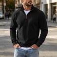 thumbnail image 2 of gbyLJF Mens Knit 1/4 Zip Pullover Solid Color Base Layer Sweater Long Sleeve Casual Tops Fall Winter Trendy Clothes, 2 of 6
