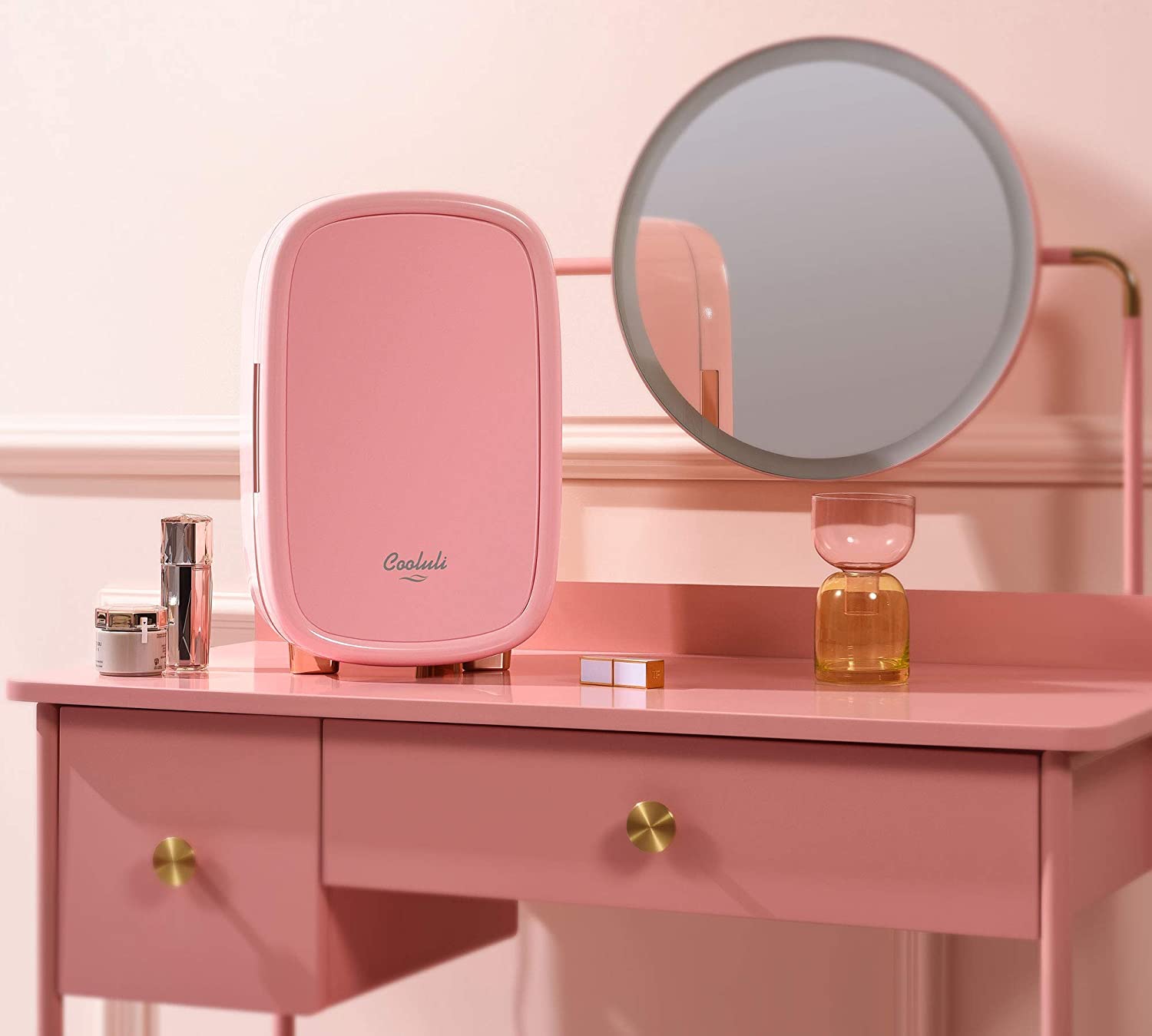 Cooluli Beauty Pink 12-liter Skincare Fridge for Makeup Storage, Esthetician Supplies, Skin care Tools, Cosmetics - Womens, Teens Cute Mini Beauty Fridge & Organizer - image 2 of 3