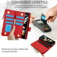 thumbnail image 5 of for Samsung Galaxy Z Fold 3 Wallet Case with S Pen Holder, Magnetic Closure with RFID Blocking ID Card Slots Zipper Purse PU Leather Flip Kickstand Lanyard Phone Case,Red, 5 of 7