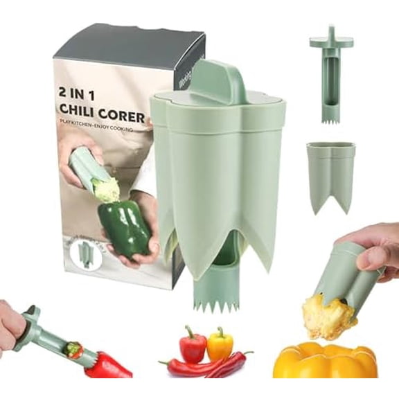 Pepper Seed Corer Remover Tool, Bell Pepper Cutter and Quick Cave Tool, Jalapeno Red Green Peppers Corer Cutter Deseeder, 2 in 1 Fruit & Vegetable Core$$Home Decor, Kitchen, & Other