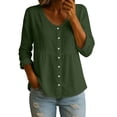 thumbnail image 2 of ZunFeo Womens Linen Blend Button Down Blouse V-Neck Empire Waist Casual Flowy Top Army Green,Size 2XL, 2 of 6
